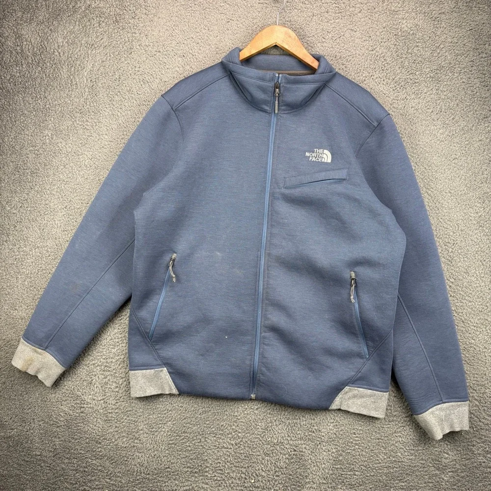 The North Face Mens XL Blue‎ Full Zip Fleece Jacket Mock Neck Colorblock